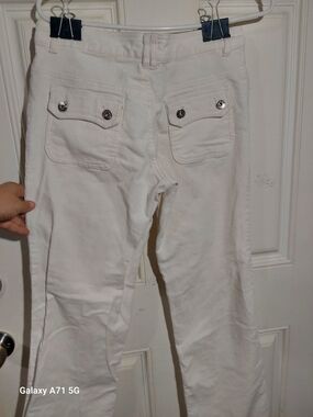 Vintage Hip Huggers By EVA USA Off White Corduroy Flared Pants Size 9
